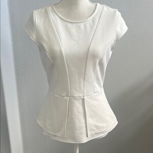 RW&CO. Ivory / White Cap Sleeve Peplum Blouse Size Medium